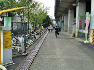 左手に駐輪場を見ながら突きあたりまで直進
